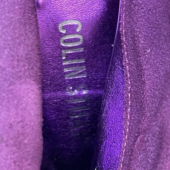 Colin Stuart Purple Leather Stiletto Ankle Heel Booties Size 6 EUC - Picture 6 of 8